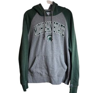 Champion Michigan State Spartans Raglan Hoodie Mens XL Green Gray College VTG